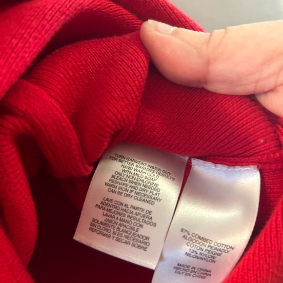 JONES NY 3 button red cardigan rolled collar peplum hem - Picture 5 of 7